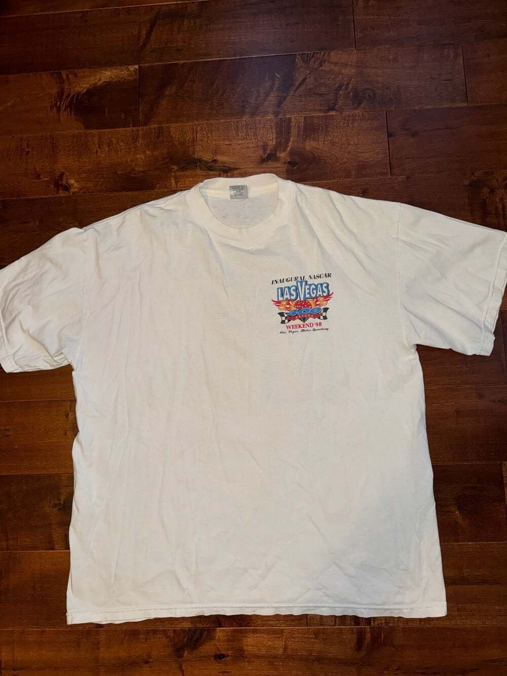 Vintage 1998 Inaugural NASCAR Las Vegas 50th Anniversary T-Shirt White X-Large